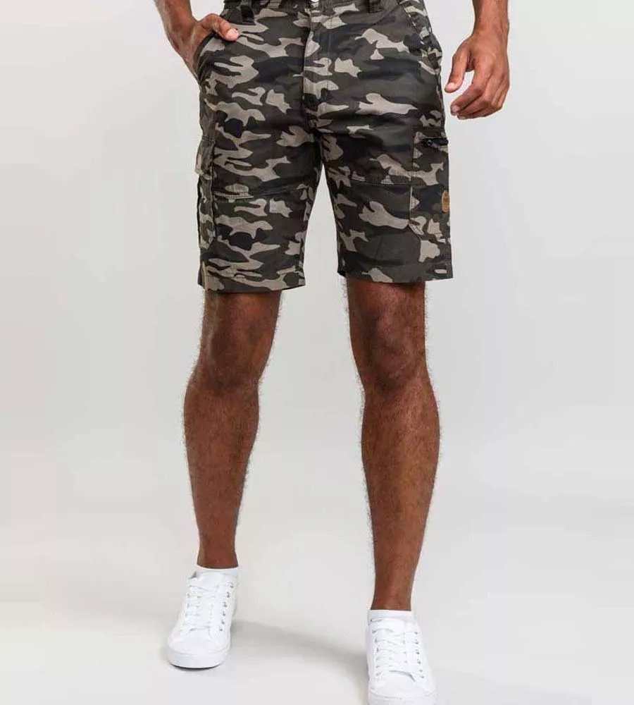 Camouflage Print Cargo Shorts