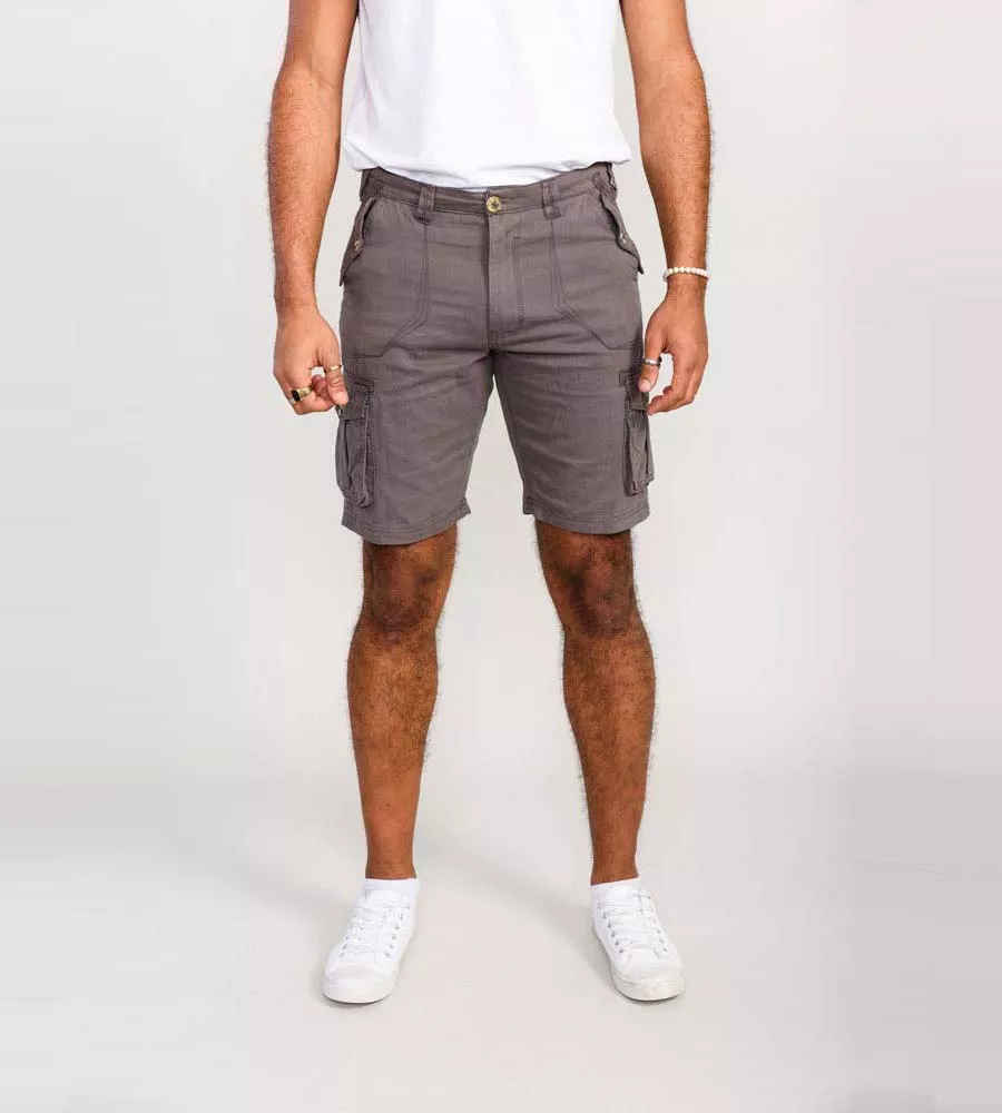 Grey Cotton Cargo Shorts