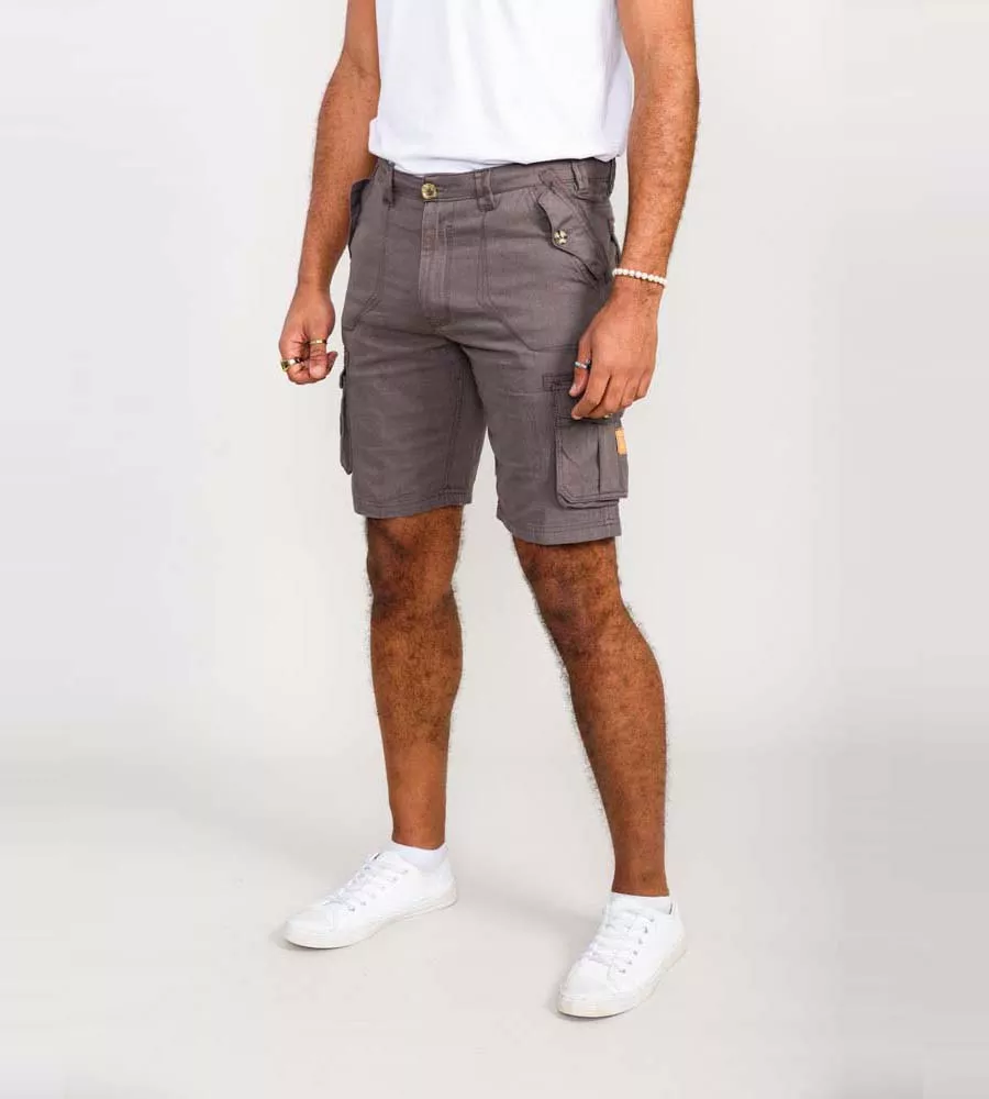 Grey Cotton Cargo Shorts