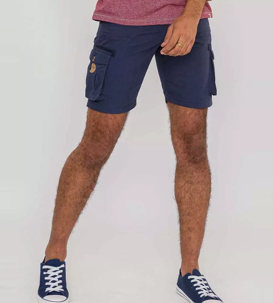 Navy Cotton Cargo Shorts