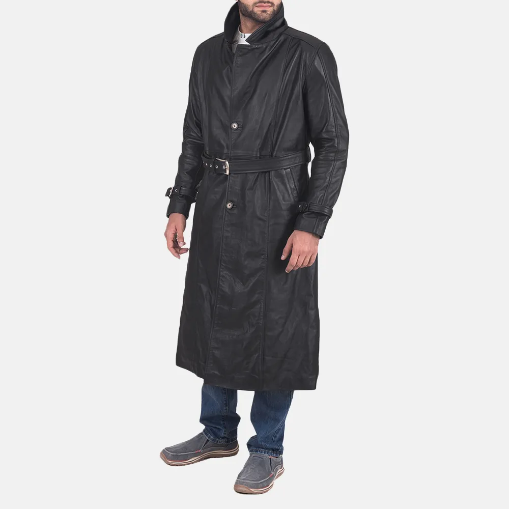 Horizon Leathers Black Leather Overcoat