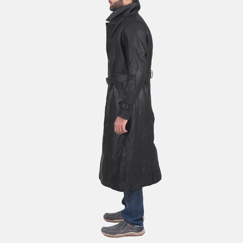 Horizon Leathers Black Leather Overcoat