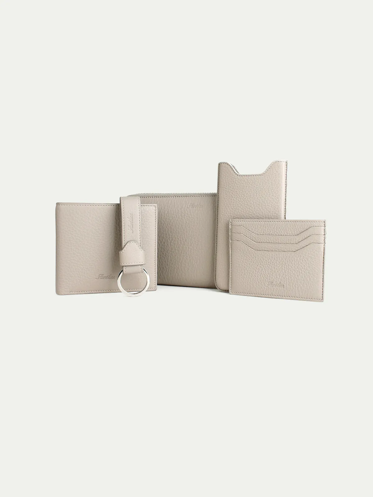 Cardholder Beige Grained Leather