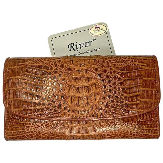 Long Wallet in Light Brown Crocodile Skin