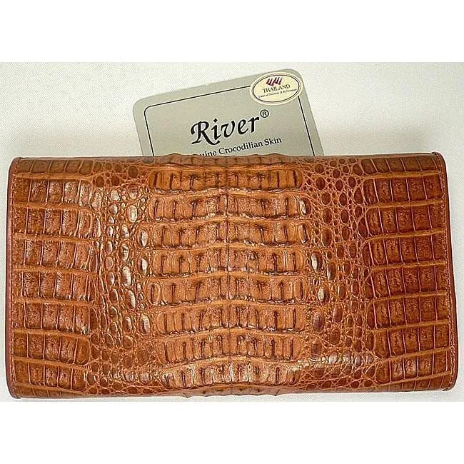 Long Wallet in Light Brown Crocodile Skin