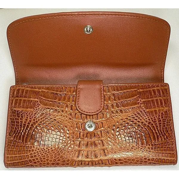 Long Wallet in Light Brown Crocodile Skin