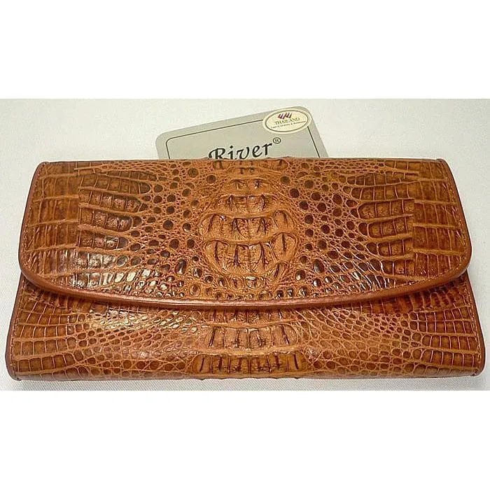 Long Wallet in Light Brown Crocodile Skin