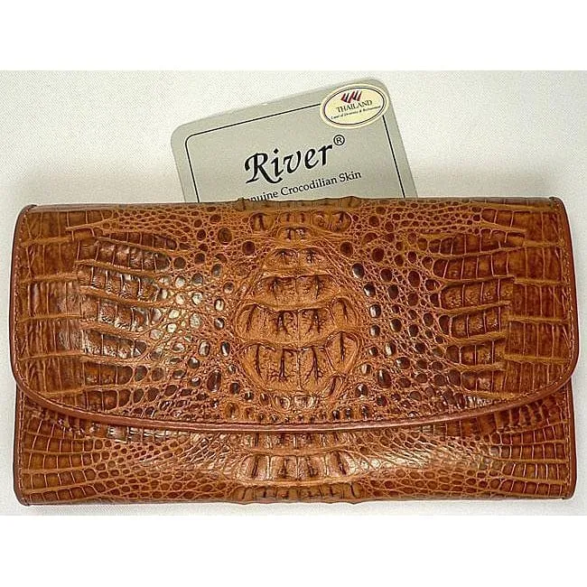 Long Wallet in Light Brown Crocodile Skin