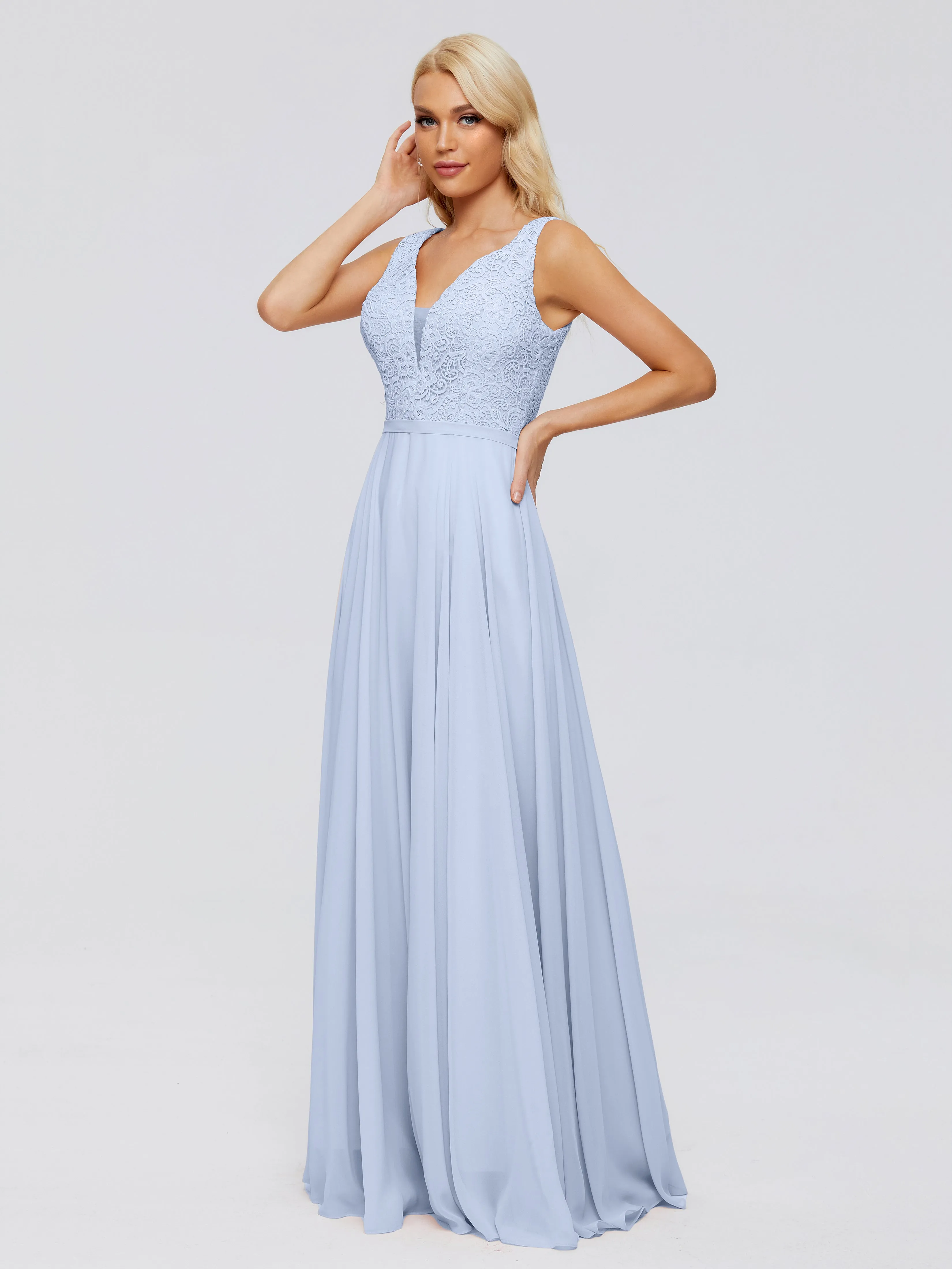 Eliza Trapeze V-Neck Chiffon Bridesmaid Dresses