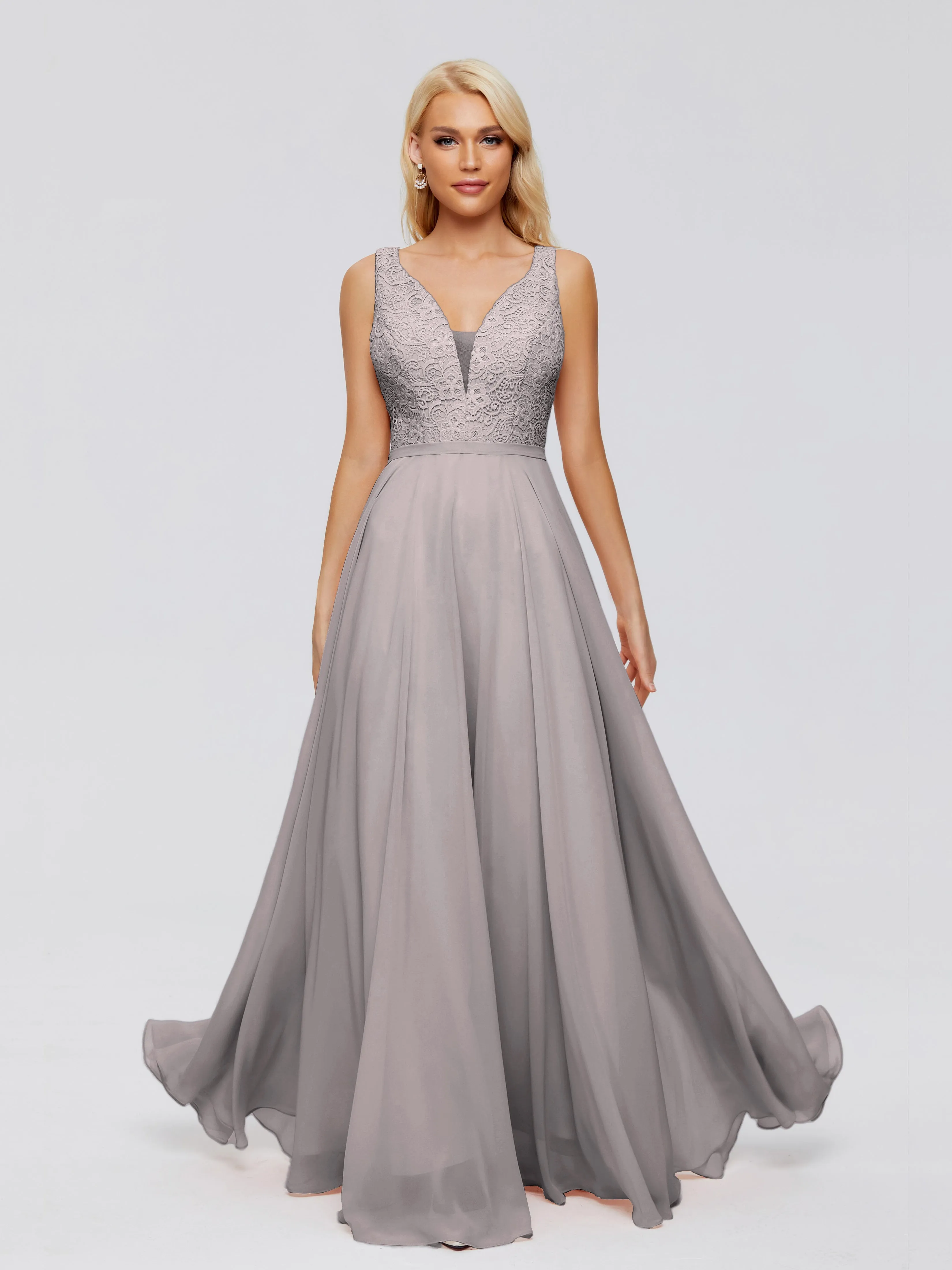 Eliza Trapeze V-Neck Chiffon Bridesmaid Dresses