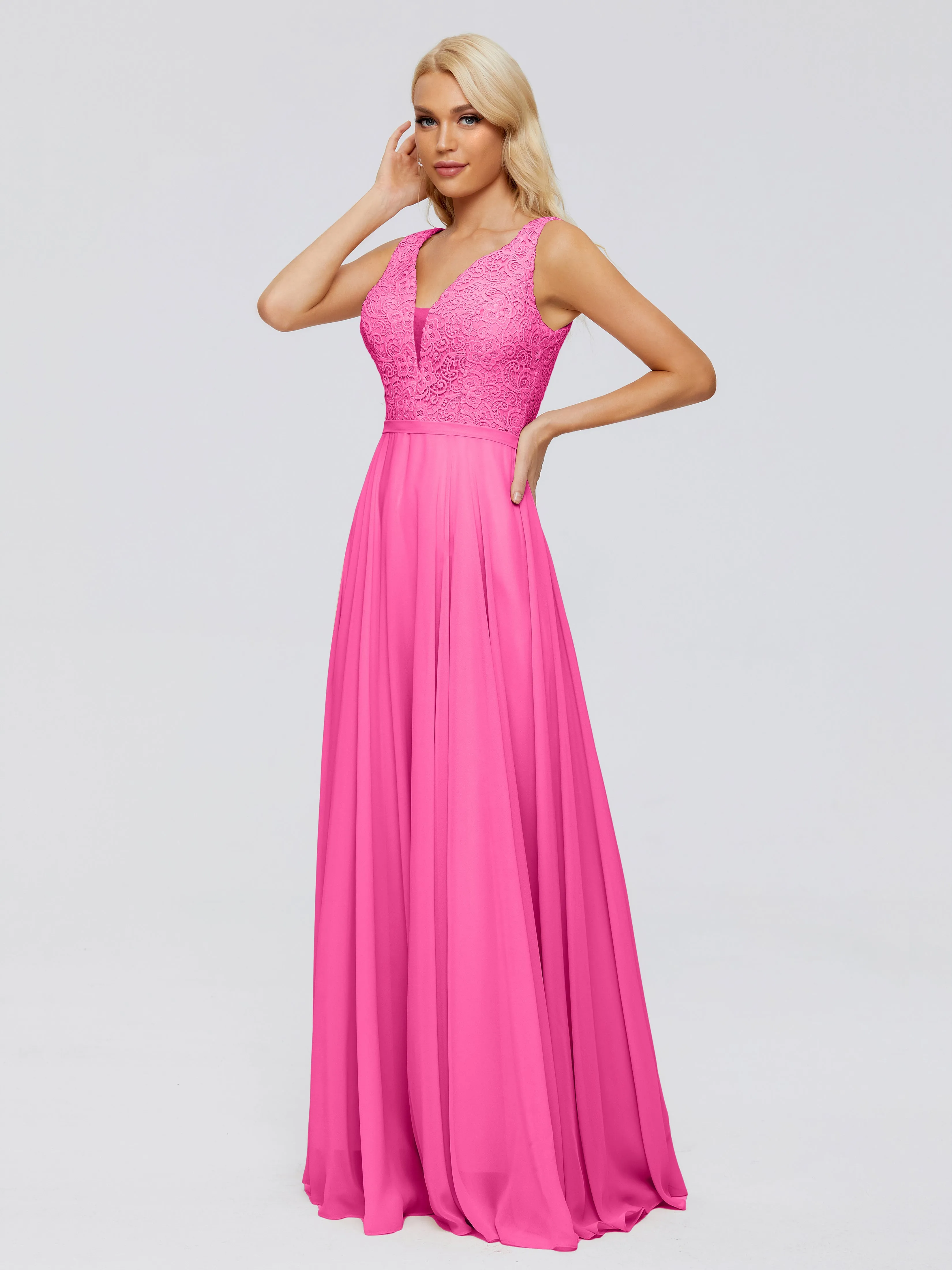 Eliza Trapeze V-Neck Chiffon Bridesmaid Dresses