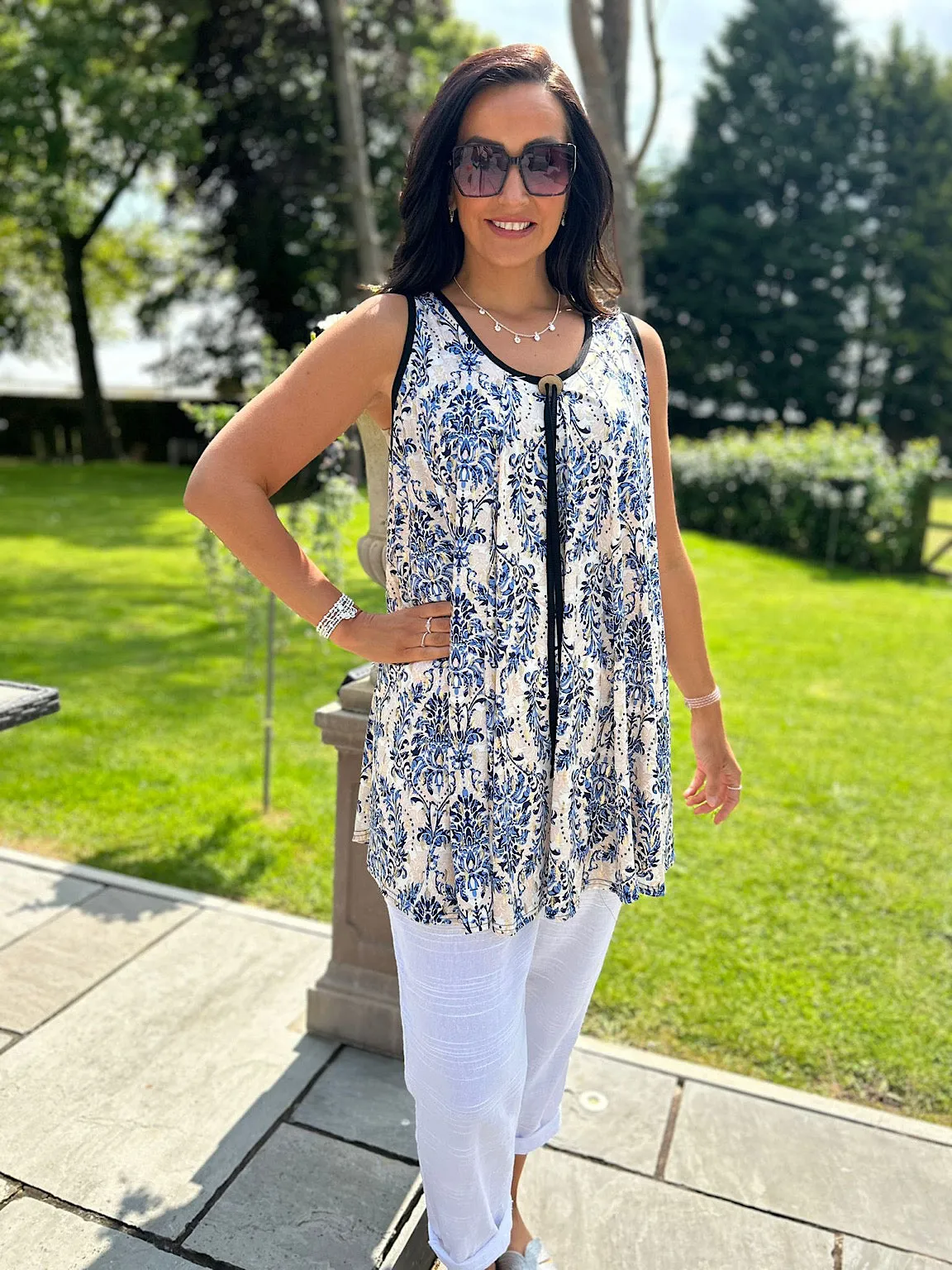 Blue Gold Paisley Vest Top Ellie