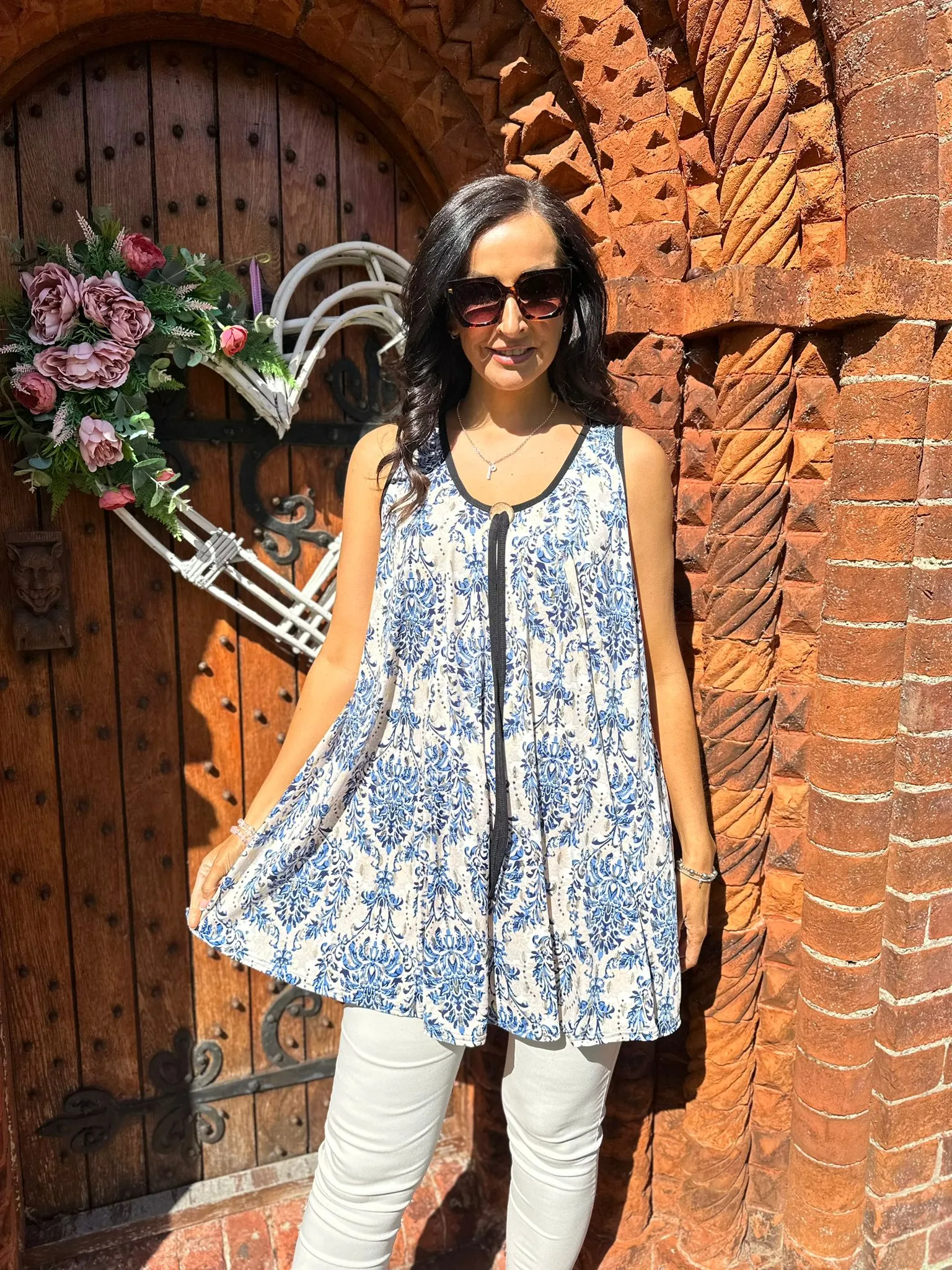 Blue Gold Paisley Vest Top Ellie