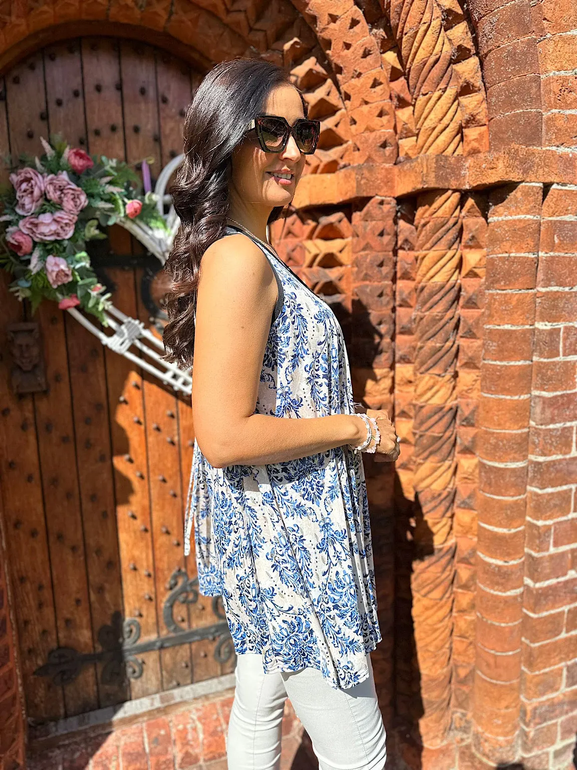 Blue Gold Paisley Vest Top Ellie