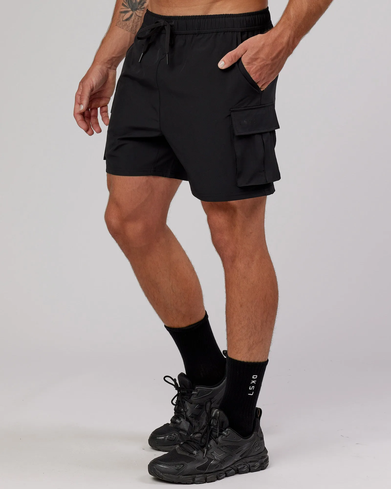 Energy Black Stretch Performance Cargo Shorts