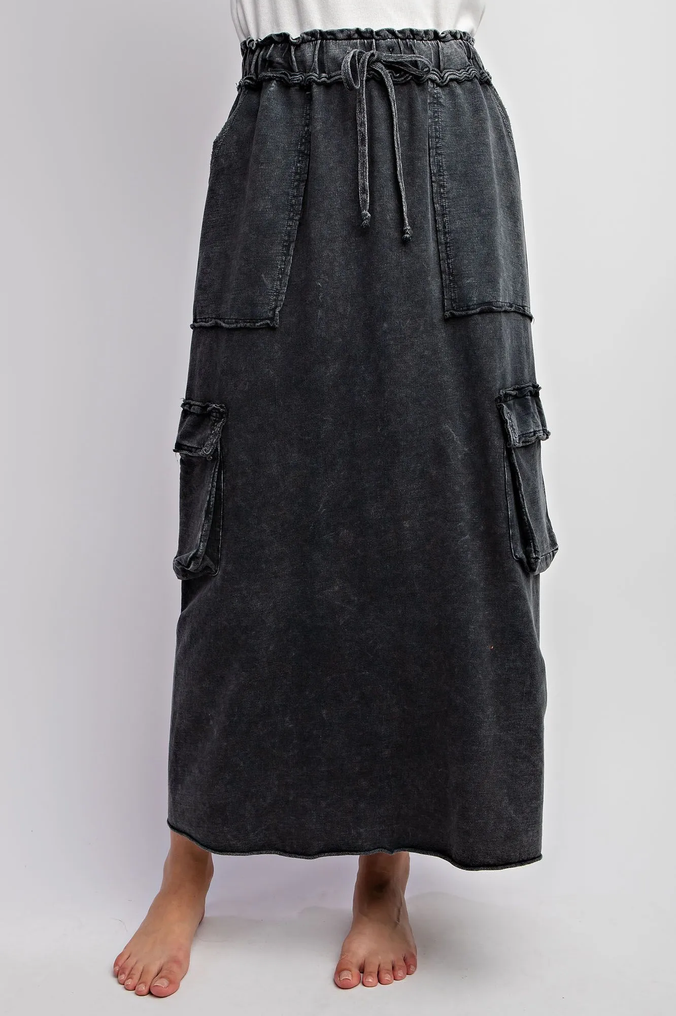 Faded Cargo Long Skirt