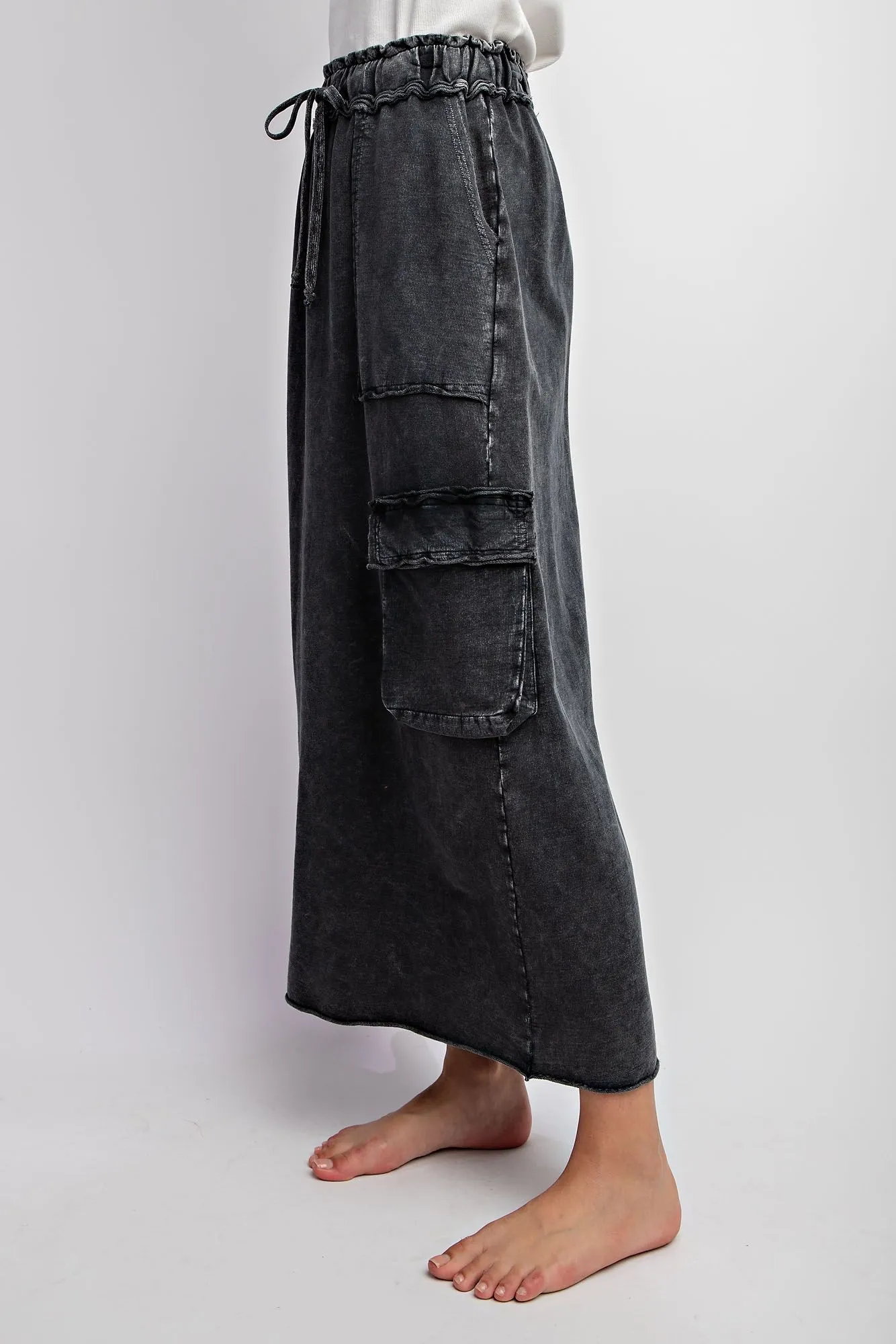 Faded Cargo Long Skirt