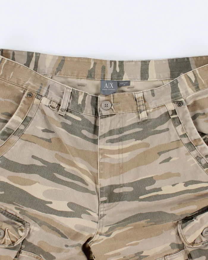 Fashionable Armani Exchange Camo Cargo Shorts for Men - Size W38