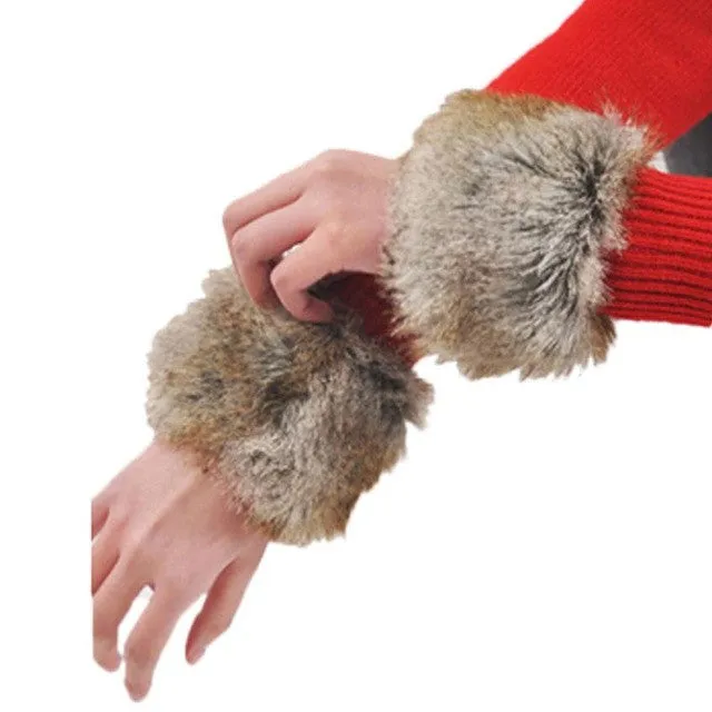 Women Winter Fur Gloves Sleeve Decor Waist Warm Decorative Gloves