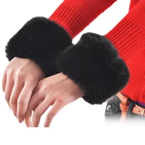 Women Winter Fur Gloves Sleeve Decor Waist Warm Decorative Gloves