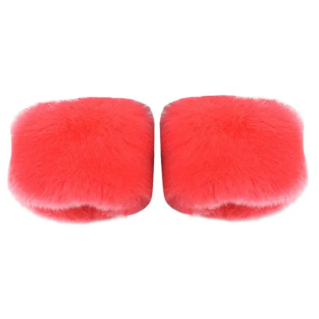 Women Winter Fur Gloves Sleeve Decor Waist Warm Decorative Gloves