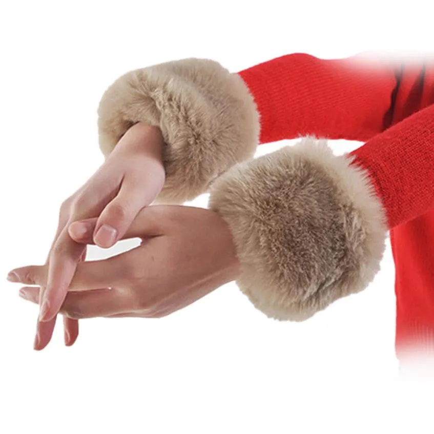 Women Winter Fur Gloves Sleeve Decor Waist Warm Decorative Gloves