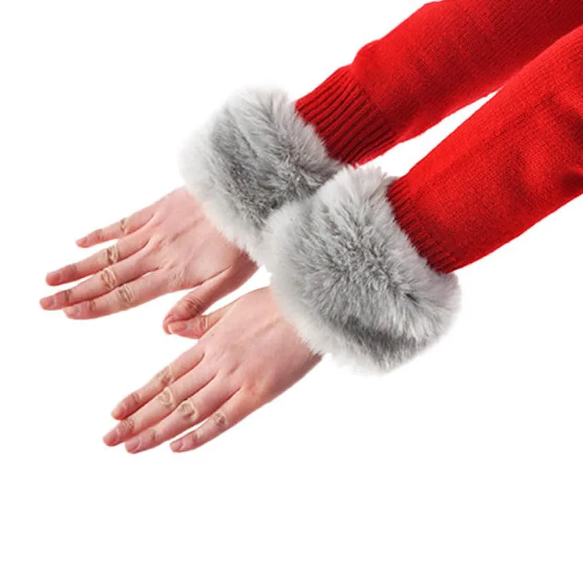 Women Winter Fur Gloves Sleeve Decor Waist Warm Decorative Gloves