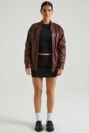 Brown Faux Leather Jacket