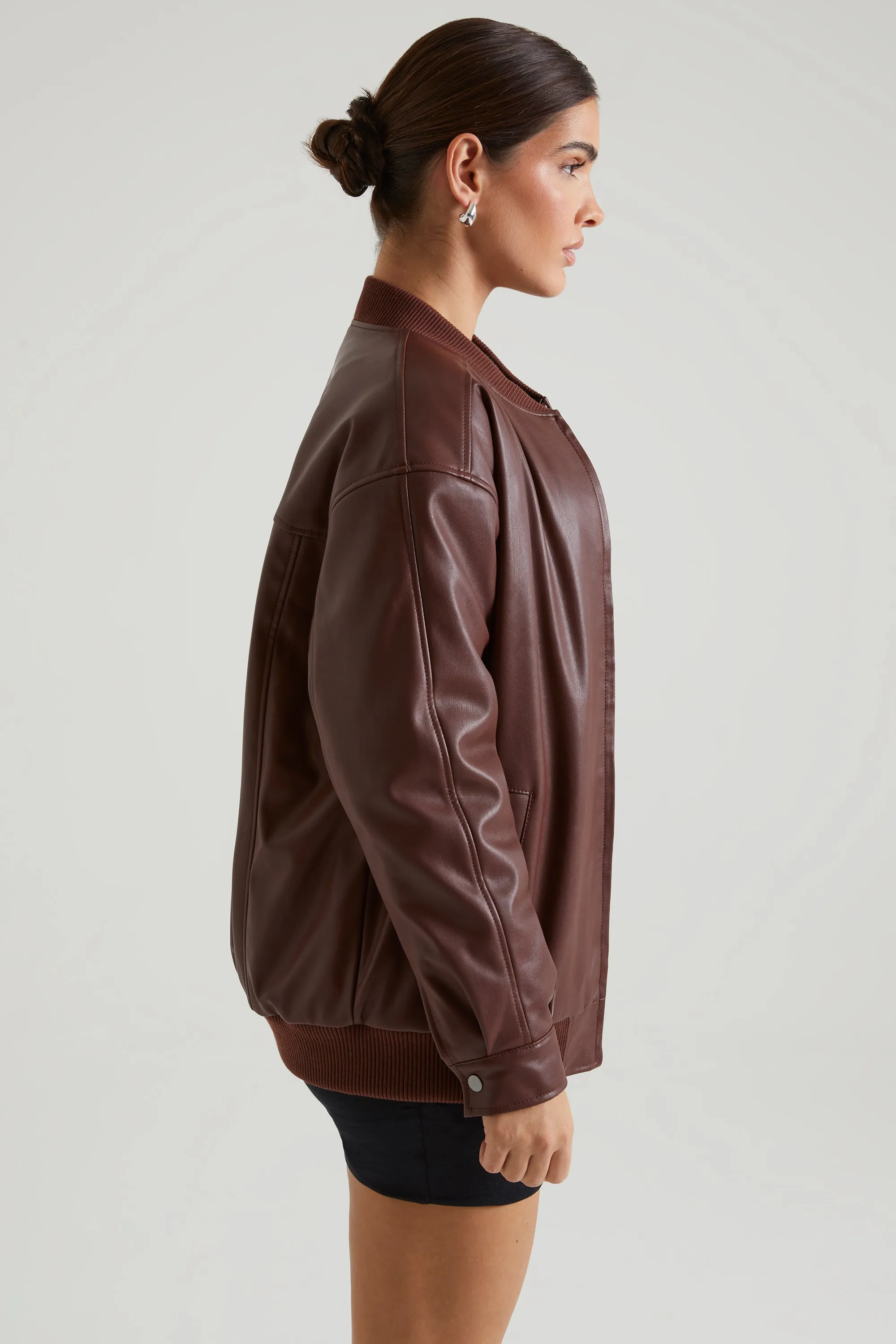 Brown Faux Leather Jacket