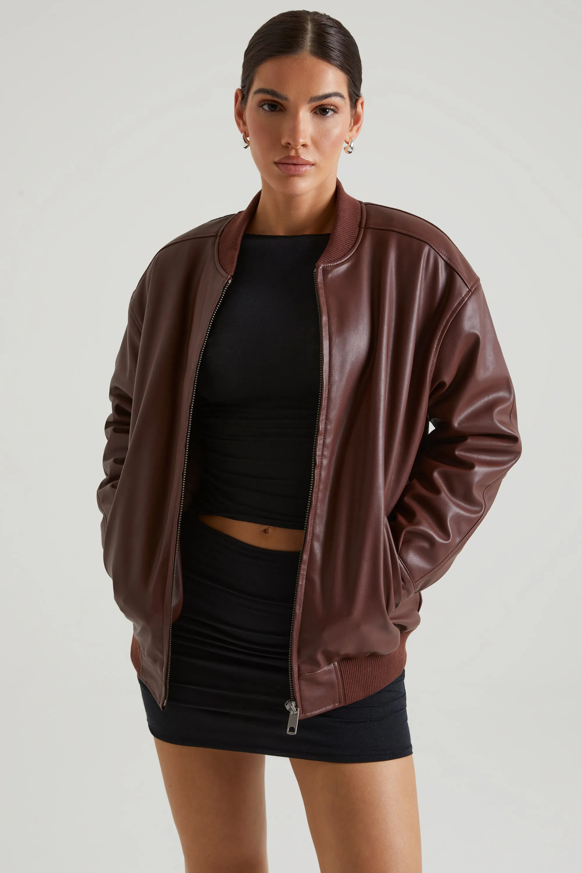 Brown Faux Leather Jacket