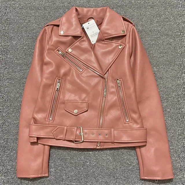 Faux leather jacket ladies