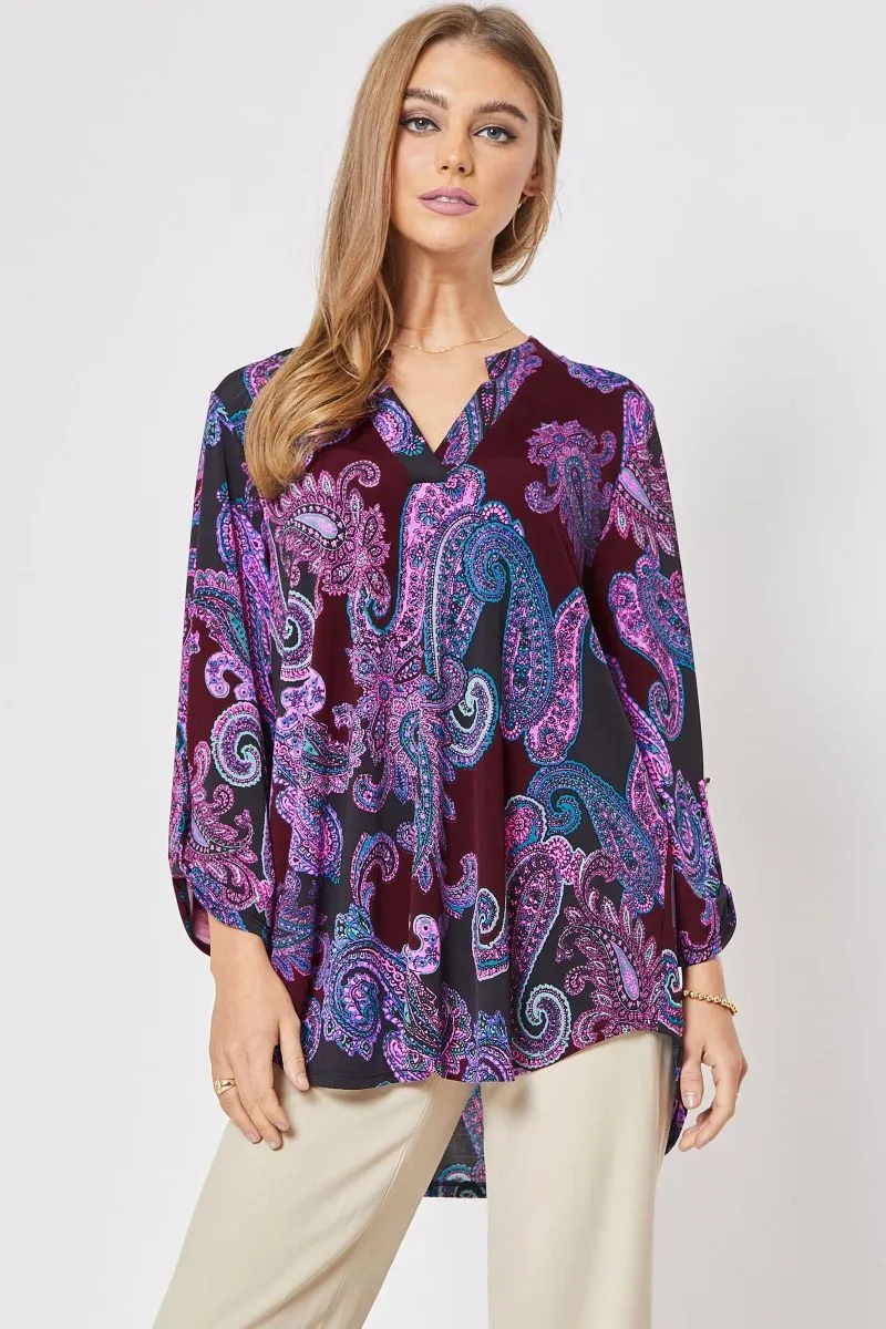 Maroon Paisley Figure It Out Top