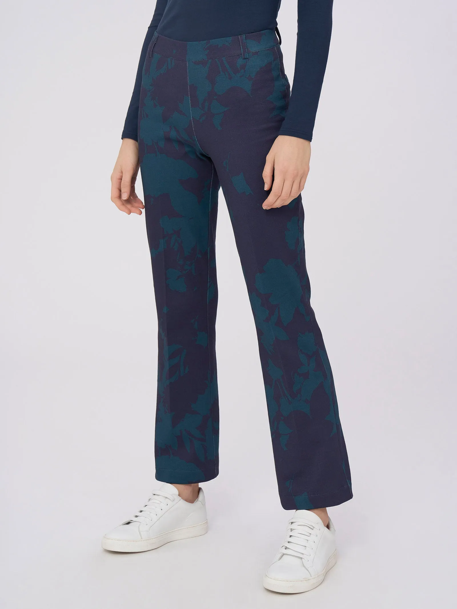 Flare Pants in Digital Wool - Reflecting Pond