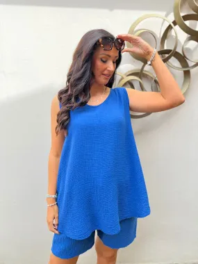 Royal Blue Cotton Vest Top Fran