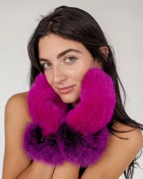 Fur Mittens with Fox Fur Trim