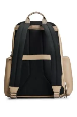 Grained-leather backpack with logo lettering