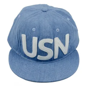 Washed Denim USN Cap with Adjustable Cotton Strap