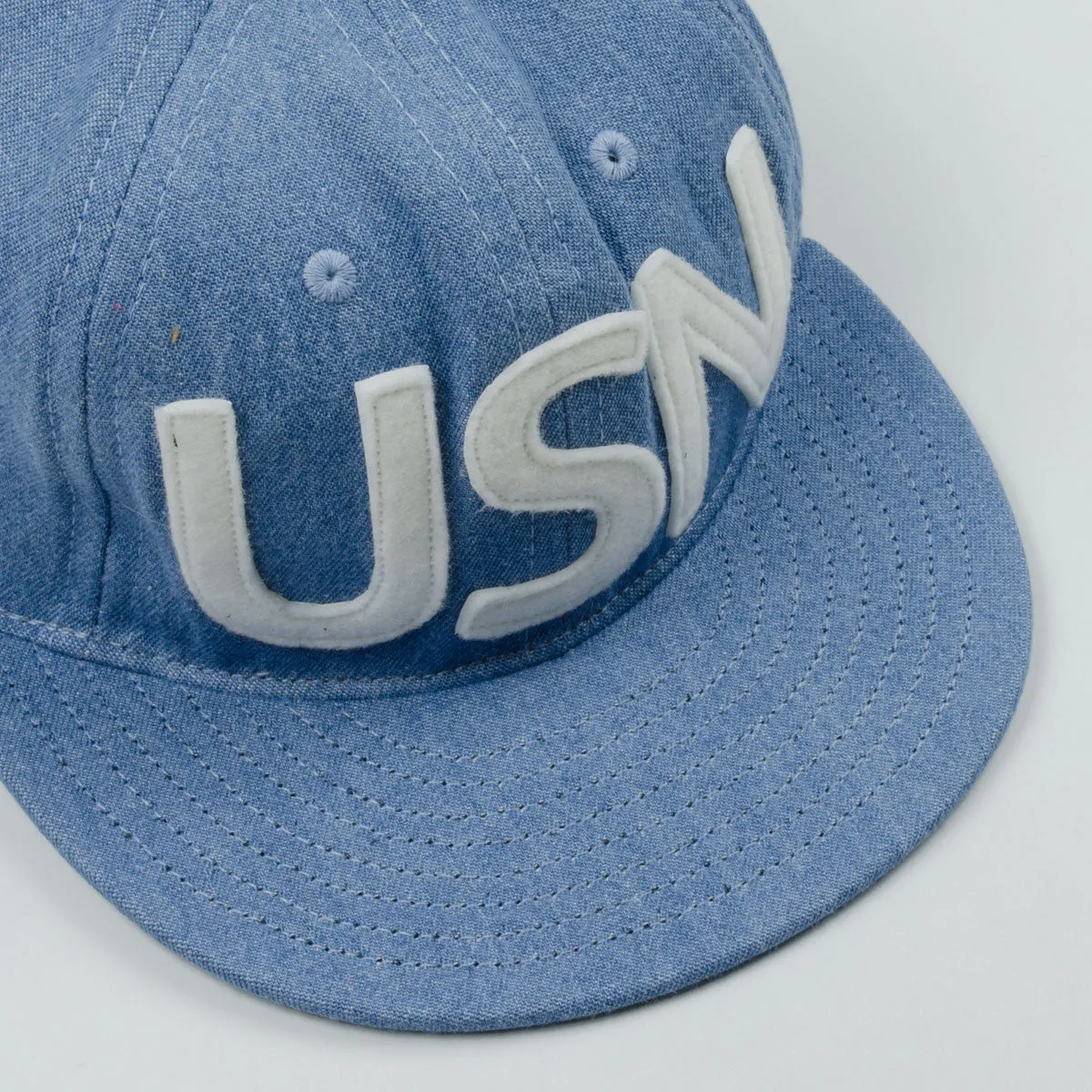 Washed Denim USN Cap with Adjustable Cotton Strap