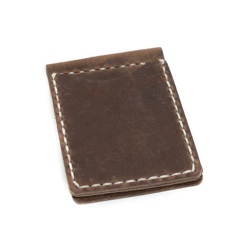 Hand Sewn Leather Money Clip Wallet in Various Colors