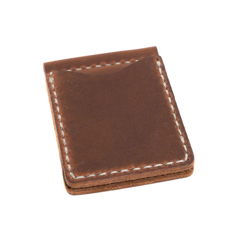 Hand Sewn Leather Money Clip Wallet in Various Colors