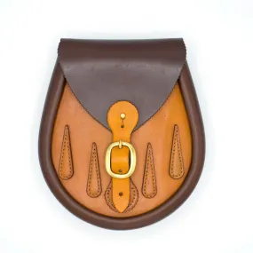 Tan & Chestnut Buckled Tear Drops Leather Lomond Sporran