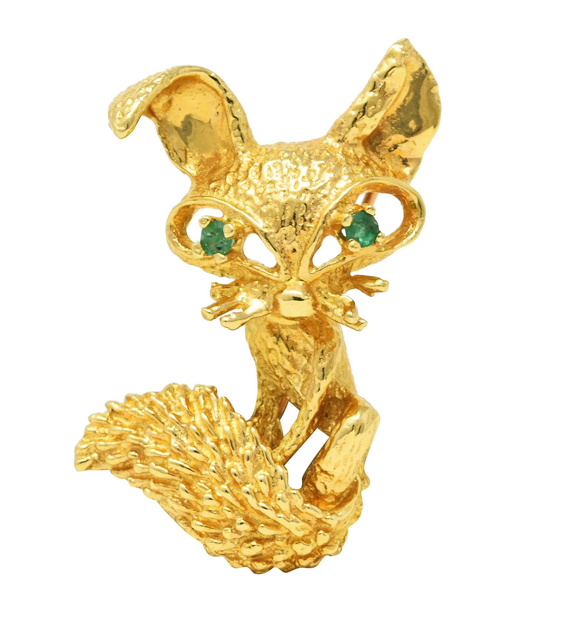 Vintage Modernist Animal Fox Brooch in 18 Karat Yellow Gold from the 1960's