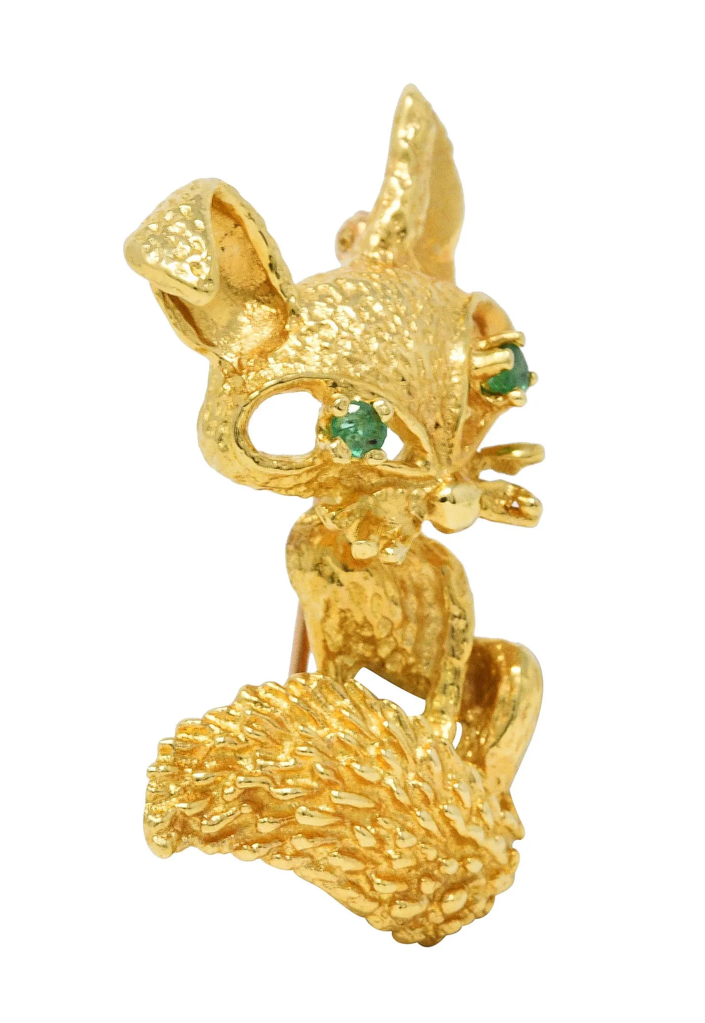 Vintage Modernist Animal Fox Brooch in 18 Karat Yellow Gold from the 1960's