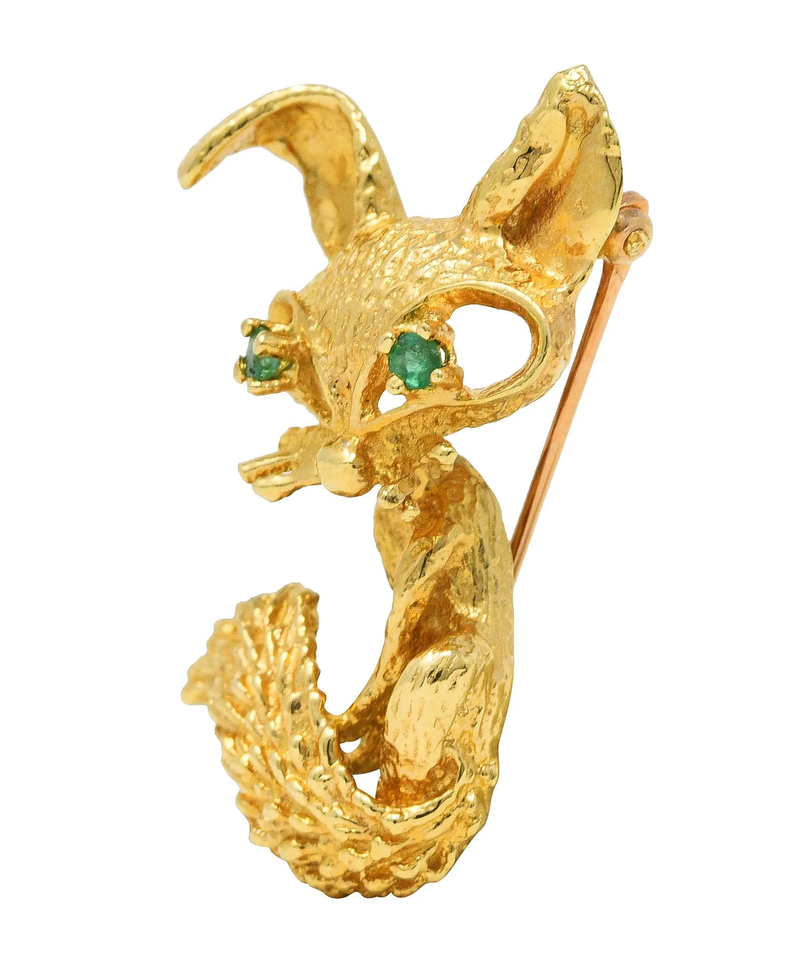 Vintage Modernist Animal Fox Brooch in 18 Karat Yellow Gold from the 1960's