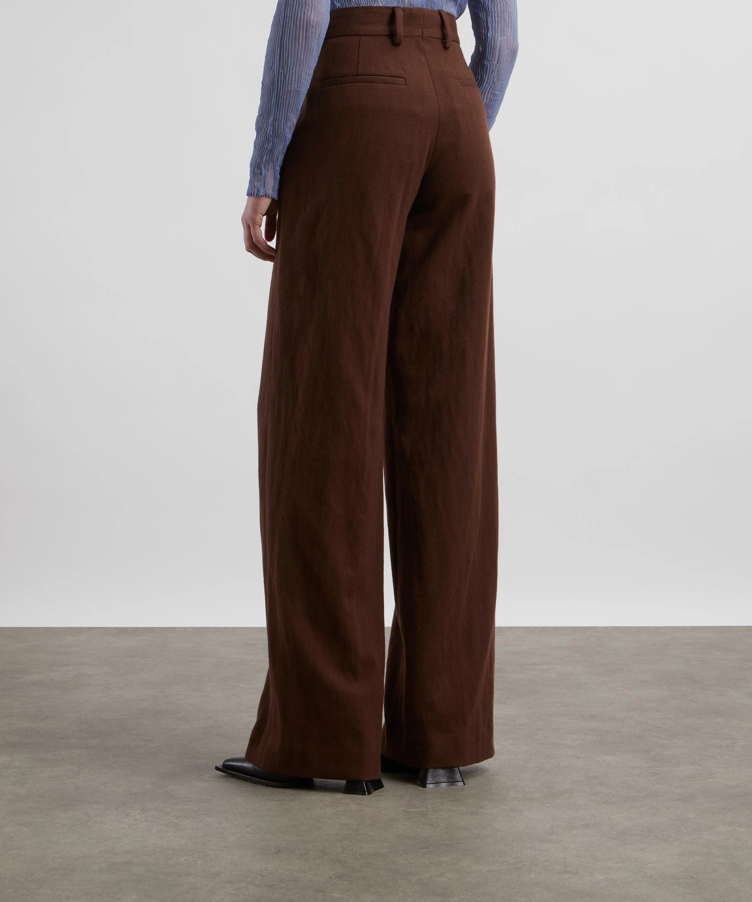 High-Waisted Straight Leg Wool Trousers