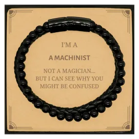 Machinist Stone Leather Bracelets Men