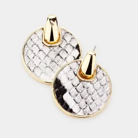 iLLASPARKZ Snake Pattern Metal Trim Leather Earrings