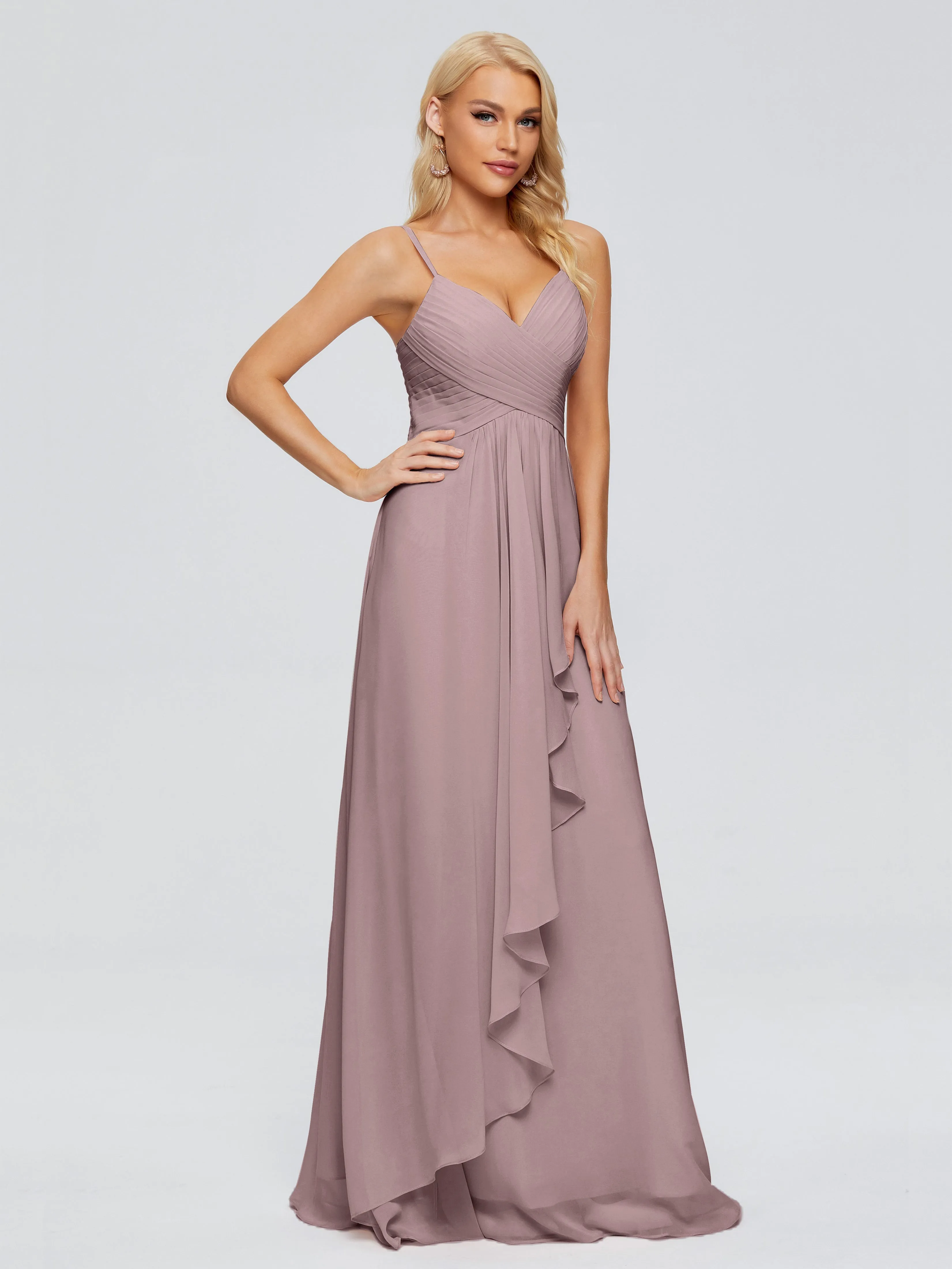 Trapeze Spaghetti Strap Chiffon Bridesmaid Dresses