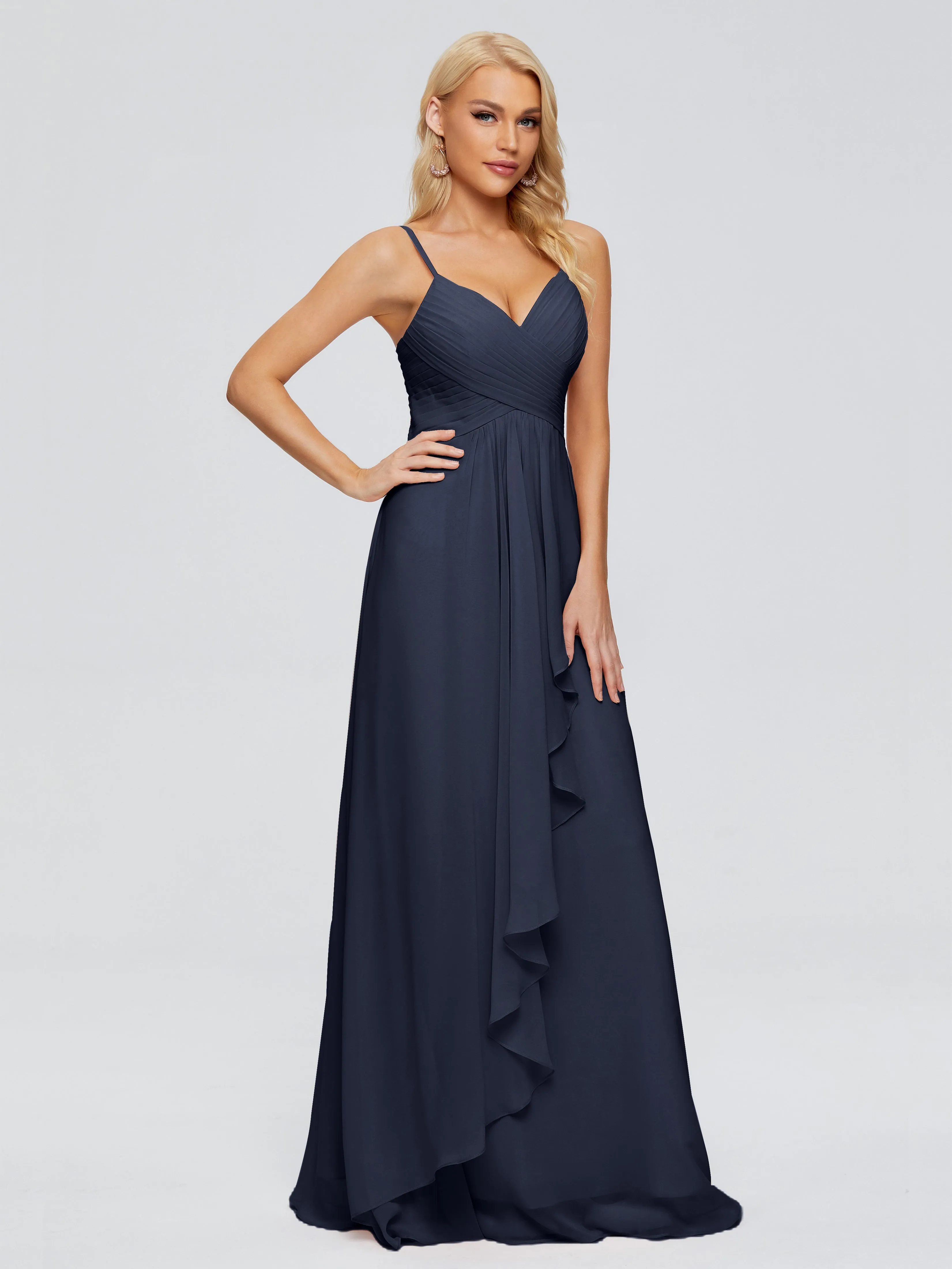 Trapeze Spaghetti Strap Chiffon Bridesmaid Dresses