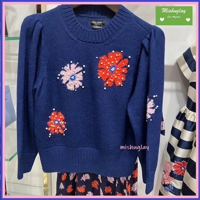 Elegant Wool Long Sleeves with Flower Patterns by kate spade new york